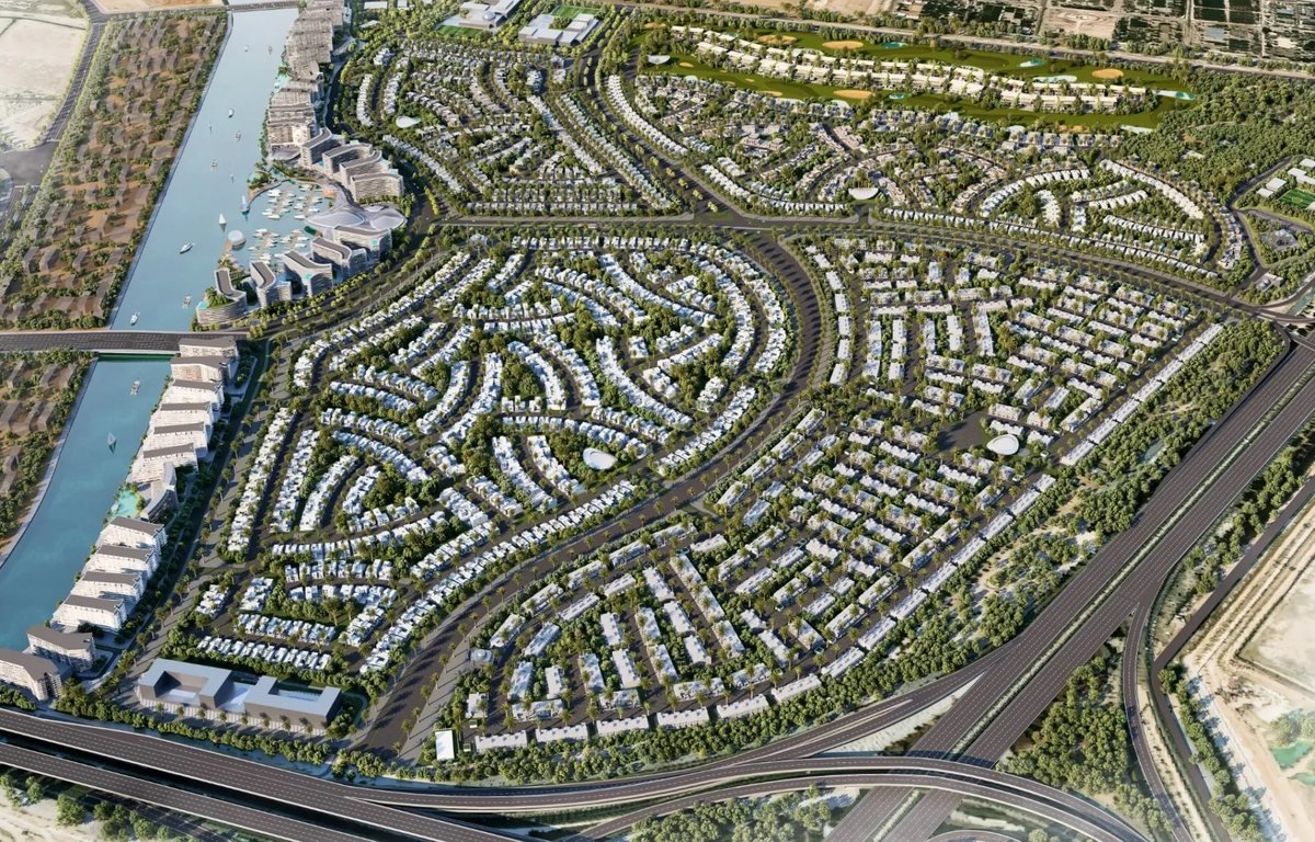 Aerial view of the Sobha City waterfront masterplan in Abu Dhabi